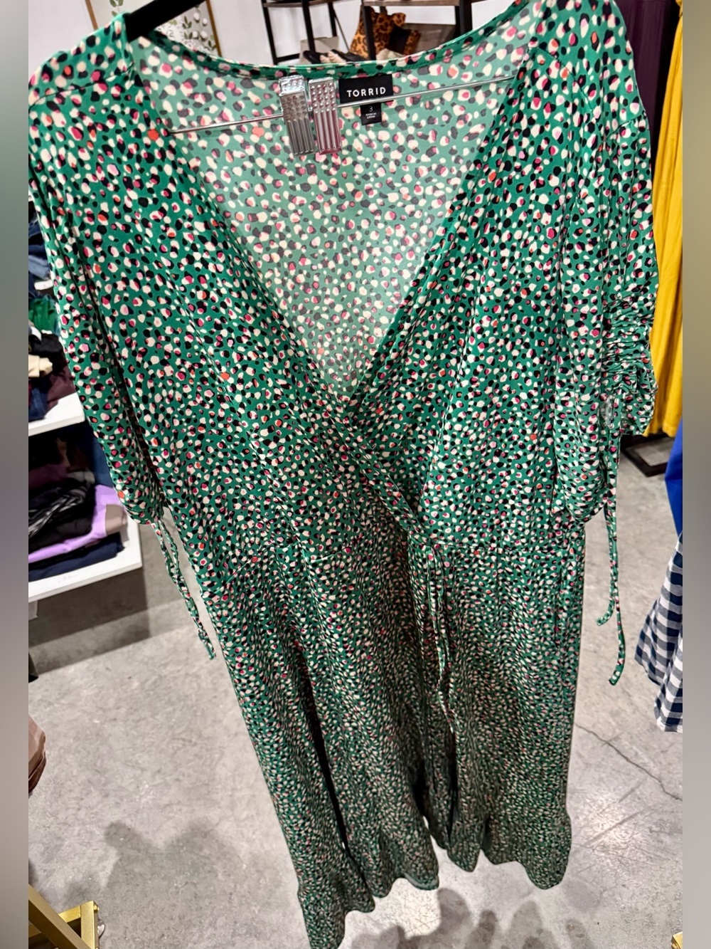 torrid Green Multi-Dot Wrap Dress